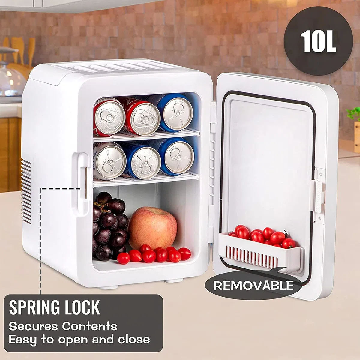 JNYB 10L Mini refrigerador Compacto Mini refrigerador refrigerador y Calentador de una Sola Puerta congelador de los enfriadores de Viaje para automóviles Dormitorio/Cuidado de la Piel,Blanco