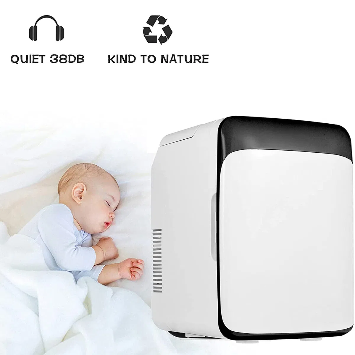 JNYB 10L Mini refrigerador Compacto Mini refrigerador refrigerador y Calentador de una Sola Puerta congelador de los enfriadores de Viaje para automóviles Dormitorio/Cuidado de la Piel,Blanco