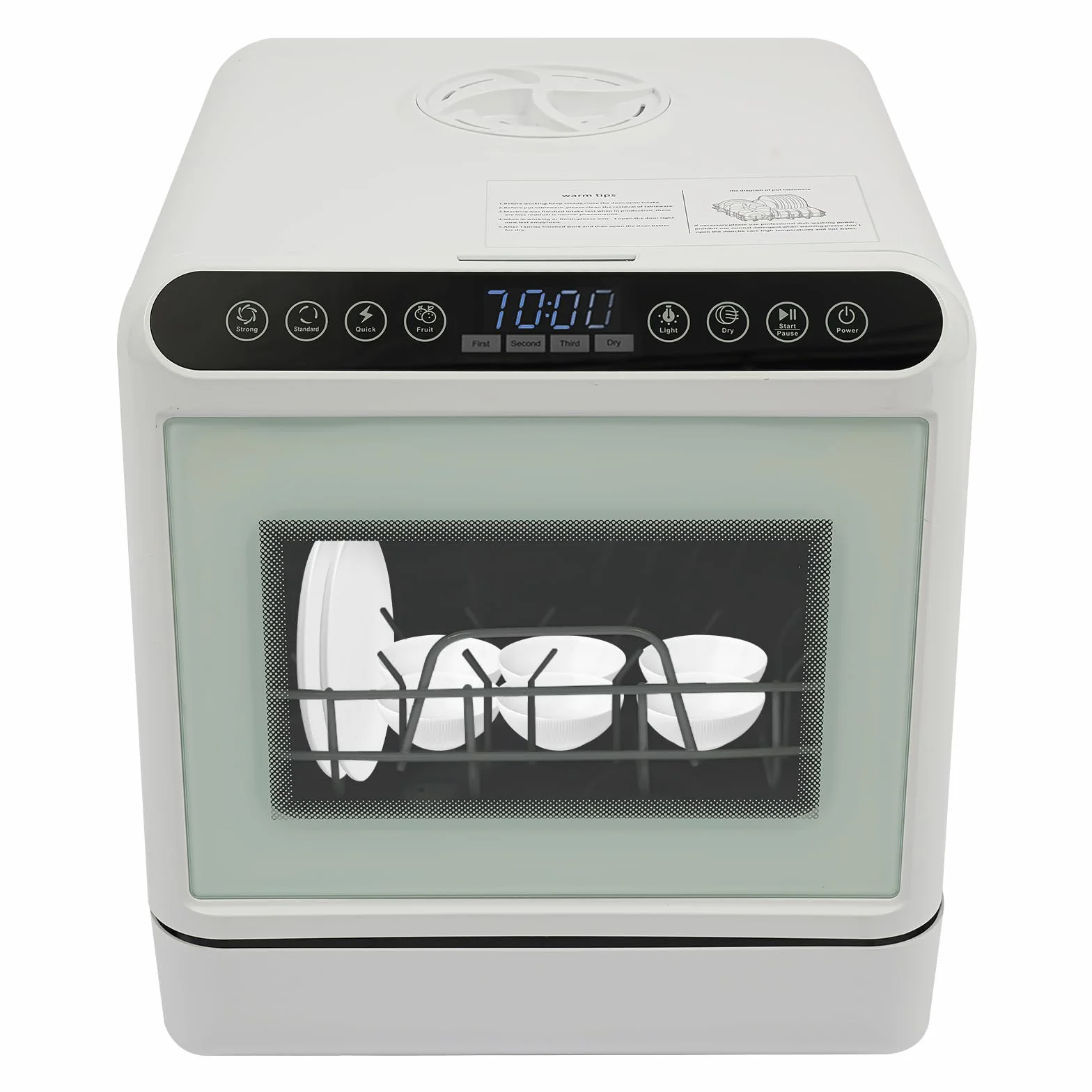 Lavavajillas de mesa con depósito de agua de 6 L, mini lavavajillas, 4 programas, control táctil, función inteligente, lavavajillas para casas pequeñas, apartamentos, dormitorios, barcos