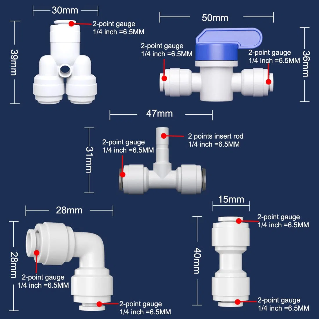 Guolich 20 Piezas Conectores de Manguera de Agua RO, para Side by Side Nevera, Frigorífico Manguera de Suministro de Agua Universal, Manguera de Refrigeración Tubo Osmosis 1/4"