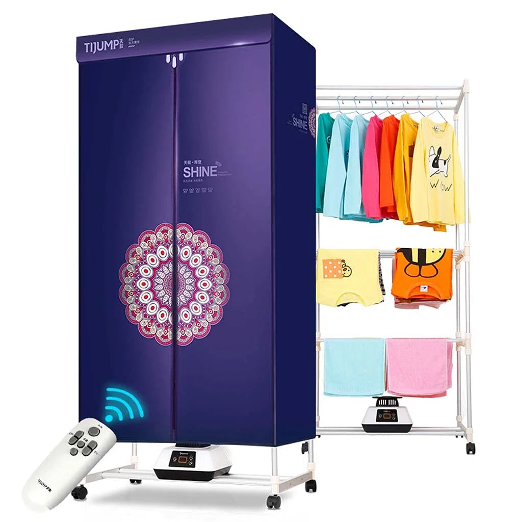 Secadora de ropa eléctrica doméstica con control remoto inteligente 1200W Gran capacidad 20kg Acero inoxidable de doble capa Ahorro de energía Interior Lavado húmedo Secado con aire caliente Armario