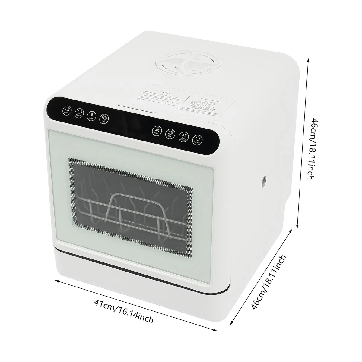 Lavavajillas de mesa con depósito de agua de 6 L, mini lavavajillas, 4 programas, control táctil, función inteligente, lavavajillas para casas pequeñas, apartamentos, dormitorios, barcos