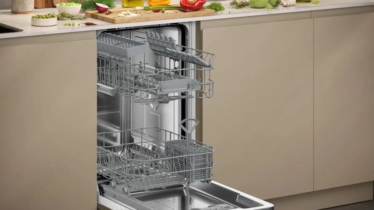 NEFF S855EKX33E, N 50, lavavajillas inteligente totalmente integrado, 45 cm, cajón para cubiertos, sistema de cesta Flex I, programa favorito, fuerte rendimiento de limpieza, apertura automática de