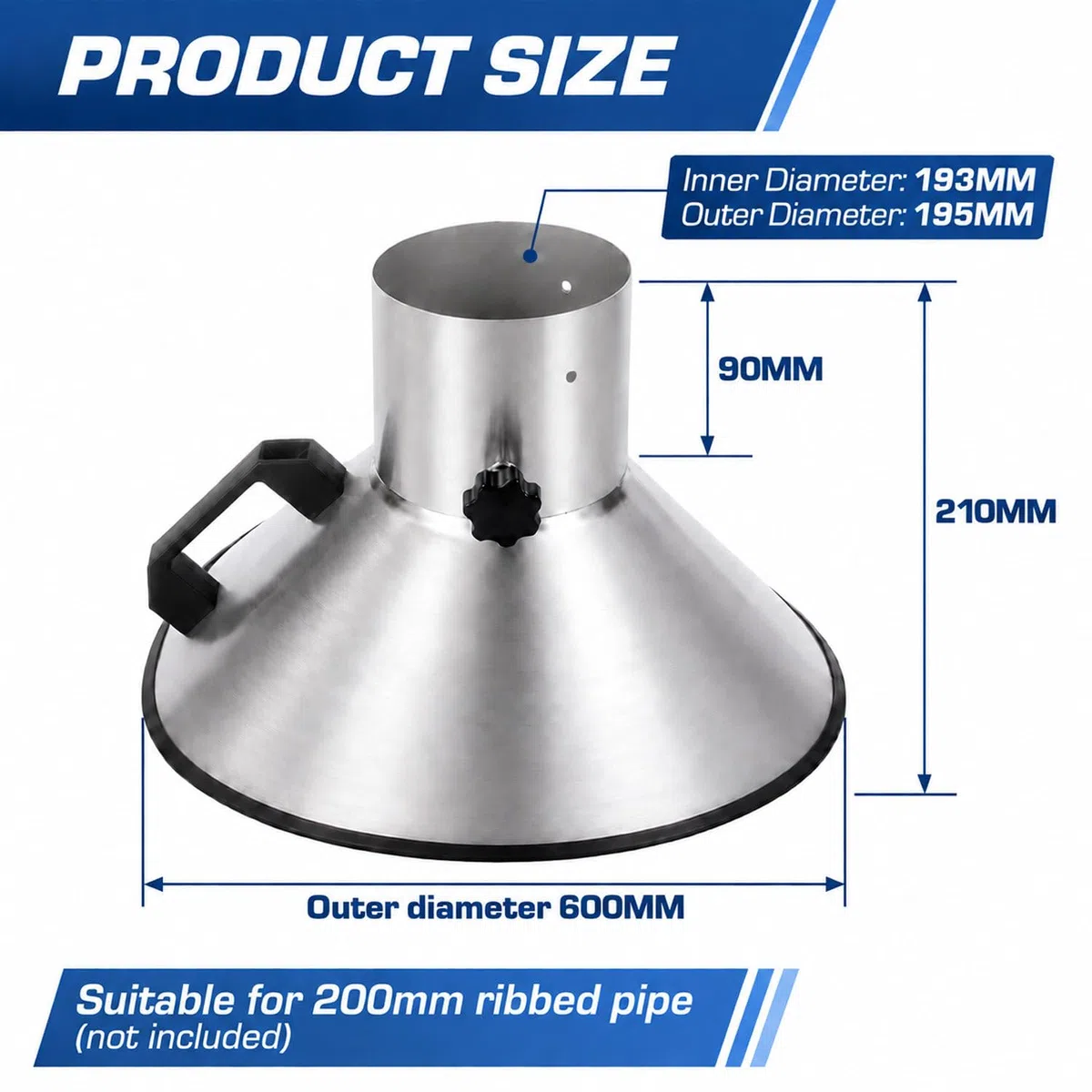Campana de humo de soldadura, extractor de polvo de humo de acero inoxidable con entrada de 104 mm y parte inferior de 300 mm para una filtración eficiente del aire y seguridad en espacios de trabajo