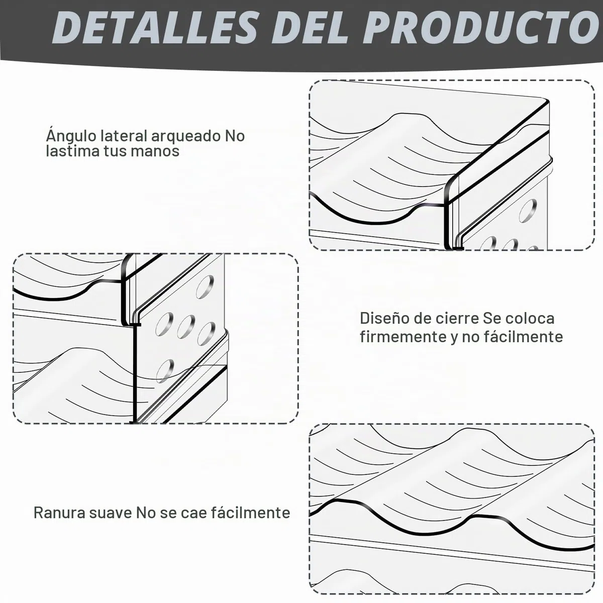 Botellero organizador de botellas para frigorífico: Botellero apilable Botellero, Soporte transparente para botellas de agua, refrigerador, botellero, estante para latas para encimera de cocina