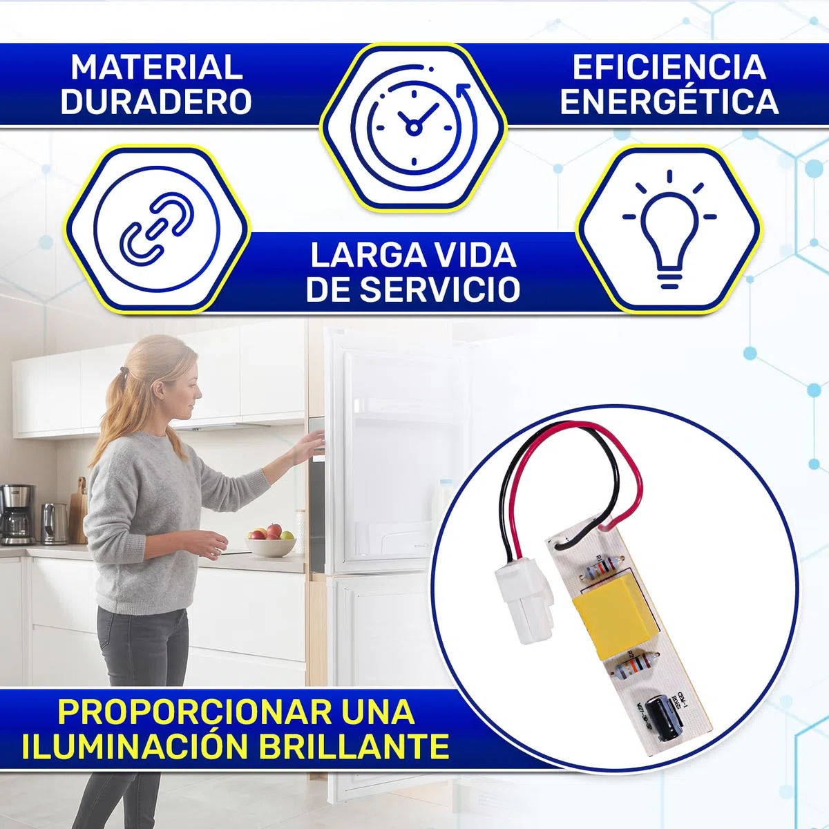 Placa de LED Luminosa para Frigorifico Combi con Código Original 41041487 43009138 49030710 para Candy para Hoover - MONTERAL