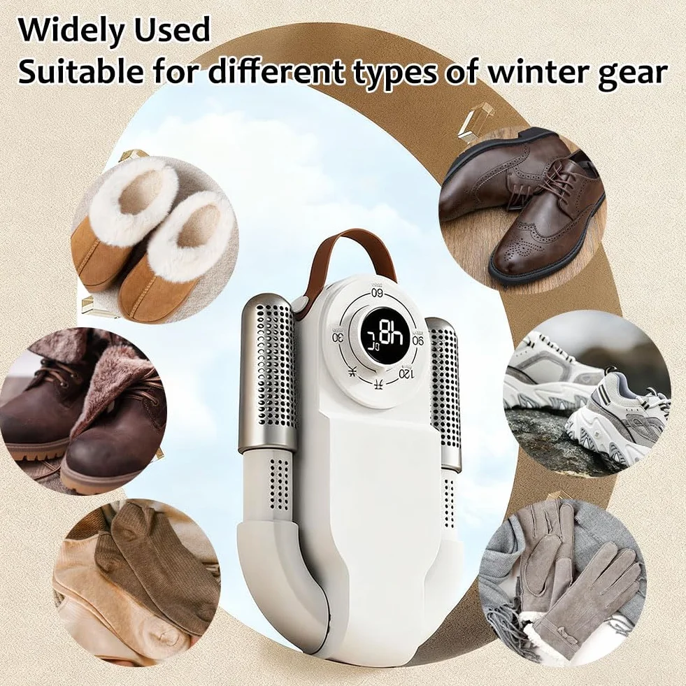 Secador de Zapatos Eléctrico, Secador de Zapatos, Secador de Botas con Temporizador Inteligente, Diseño Plegable y Secador de Zapatos Eléctrico de Secado Rápido, Elimina Eficazmente los Olores