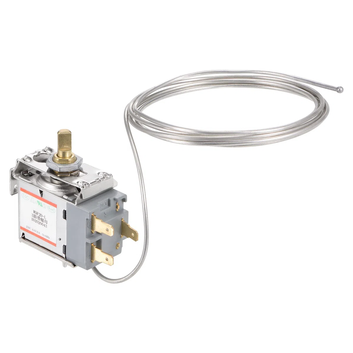 sourcing map Refrigerador Termostato Temperatura Control WDF20 3 Pasadores 6A para Refrigeración Cable Congelador