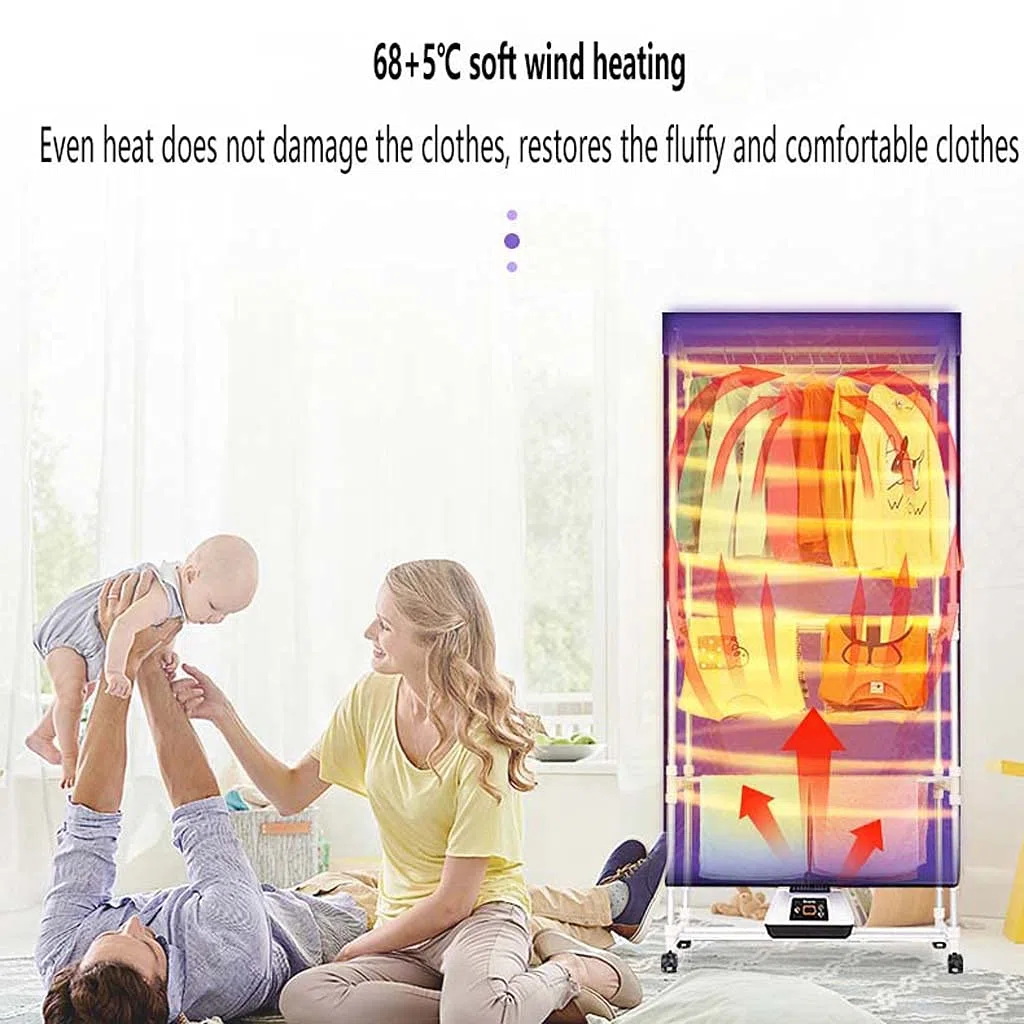 Secadora de ropa eléctrica doméstica con control remoto inteligente 1200W Gran capacidad 20kg Acero inoxidable de doble capa Ahorro de energía Interior Lavado húmedo Secado con aire caliente Armario