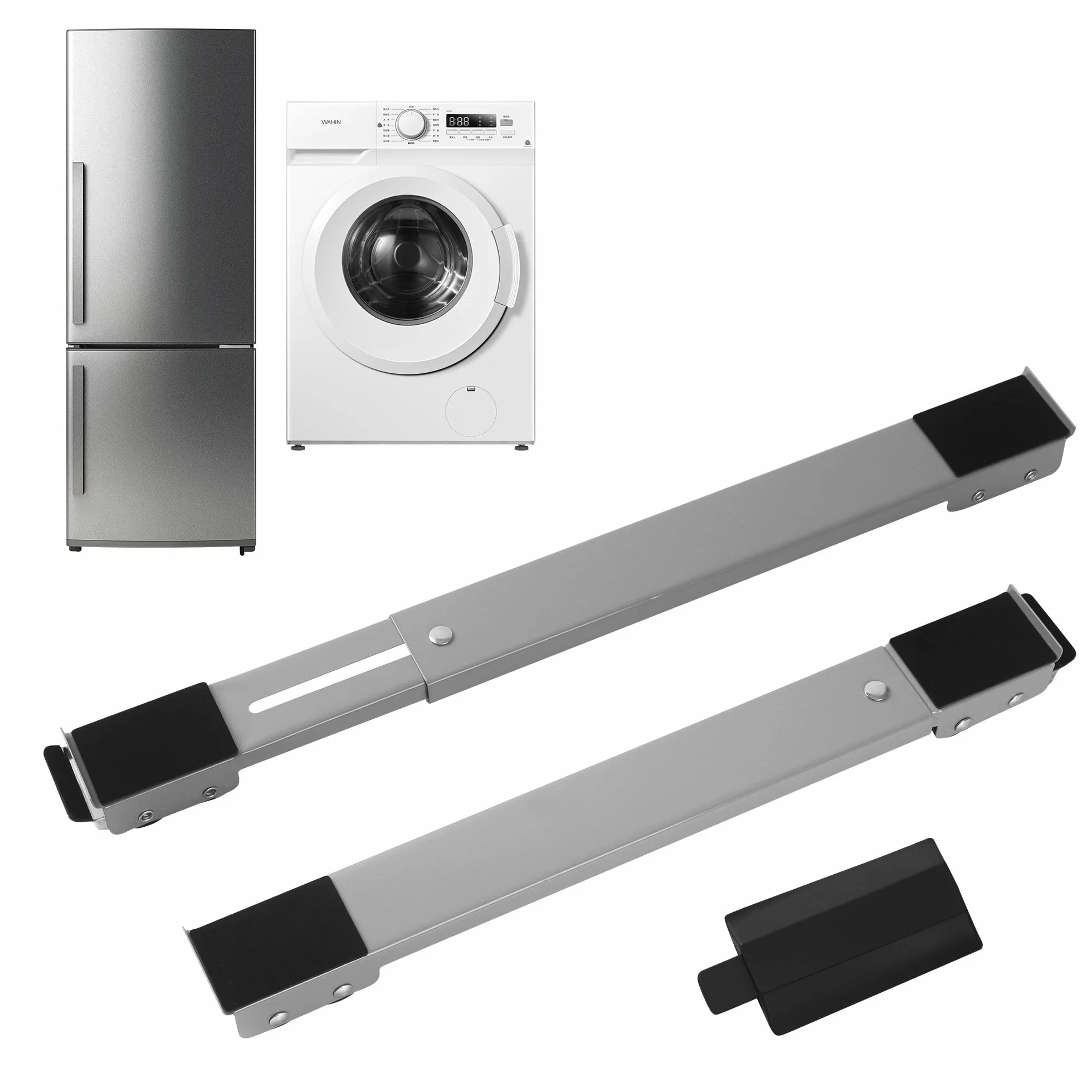 2 Piezas Ruedas Lavadora,Duradero,Soporte Con Ruedas Lavadora,Base Lavadora Ajustable，con 24 Ruedas,46 a 71cm Ajustable,Apto para lavadoras,frigoríficos, sofás y armarios.Puede soportar 300 kg(Gris)