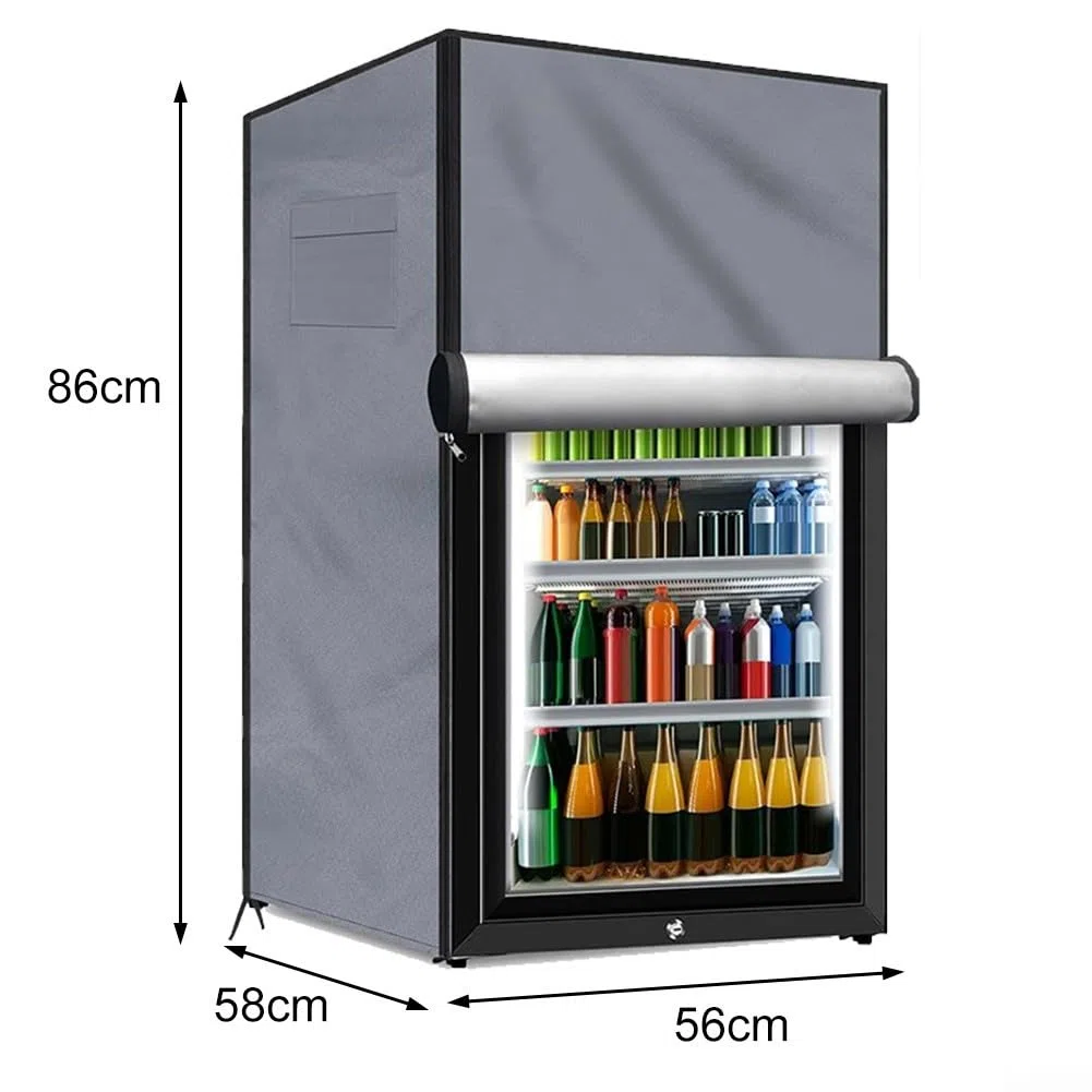 Cubierta impermeable para refrigerador al aire libre, para mini congeladores verticales, protección a prueba de polvo, con bolsas de almacenamiento correas ajustables, tela Oxford 210D (gris S)
