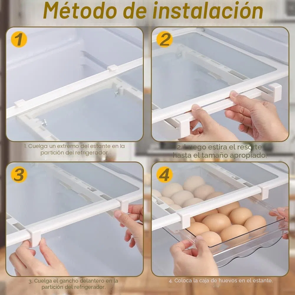 RANJIMA Organizador Frigorifico Transparente, Huevera para Refrigerador 21 Huevos, Bandeja para Huevos Transparente con Riel Deslizante Mango Cajón Porta Huevos para Cocina Frigorífico Panadería