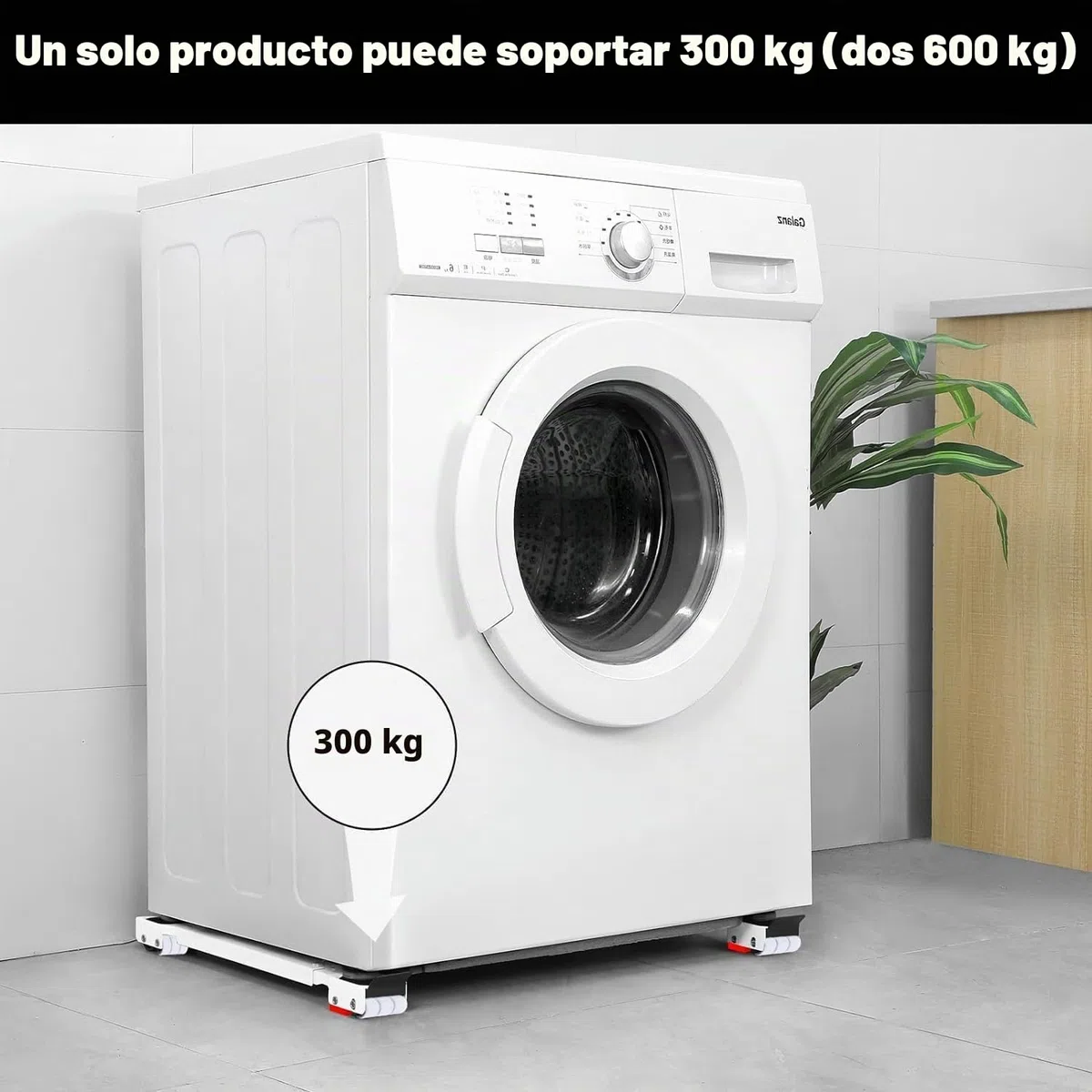 Soporte Lavadora 2 Piezas, Ruedas para Muebles Carga Hasta 300kg, Base con Ruedas Longitud Ajustable 45-72 cm, Ideal Como Ruedas para Mover Muebles, Mueble Lavadora o Secadora
