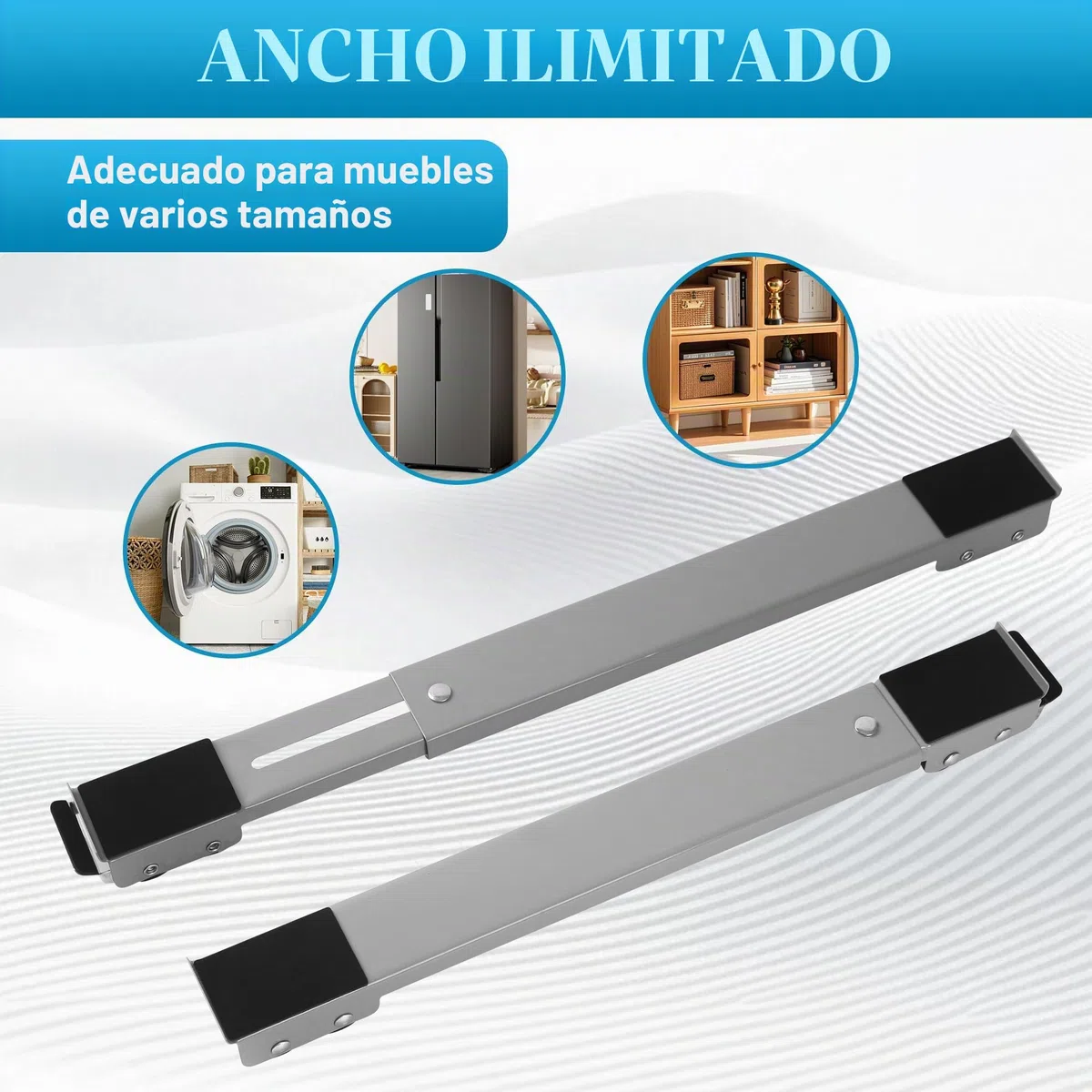 2 Piezas Ruedas Lavadora,Duradero,Soporte Con Ruedas Lavadora,Base Lavadora Ajustable，con 24 Ruedas,46 a 71cm Ajustable,Apto para lavadoras,frigoríficos, sofás y armarios.Puede soportar 300 kg(Gris)