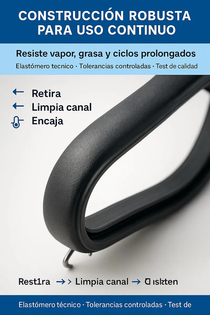 RECAMBIOS DREYMA Junta Puerta Horno Universal 410x290mm 4 Ganchos CO 83130601 Compatible con Teka HC510 HC521 HC605 HC615 HS510 Goma Resistente Alta Temperatura Fácil Sustitución