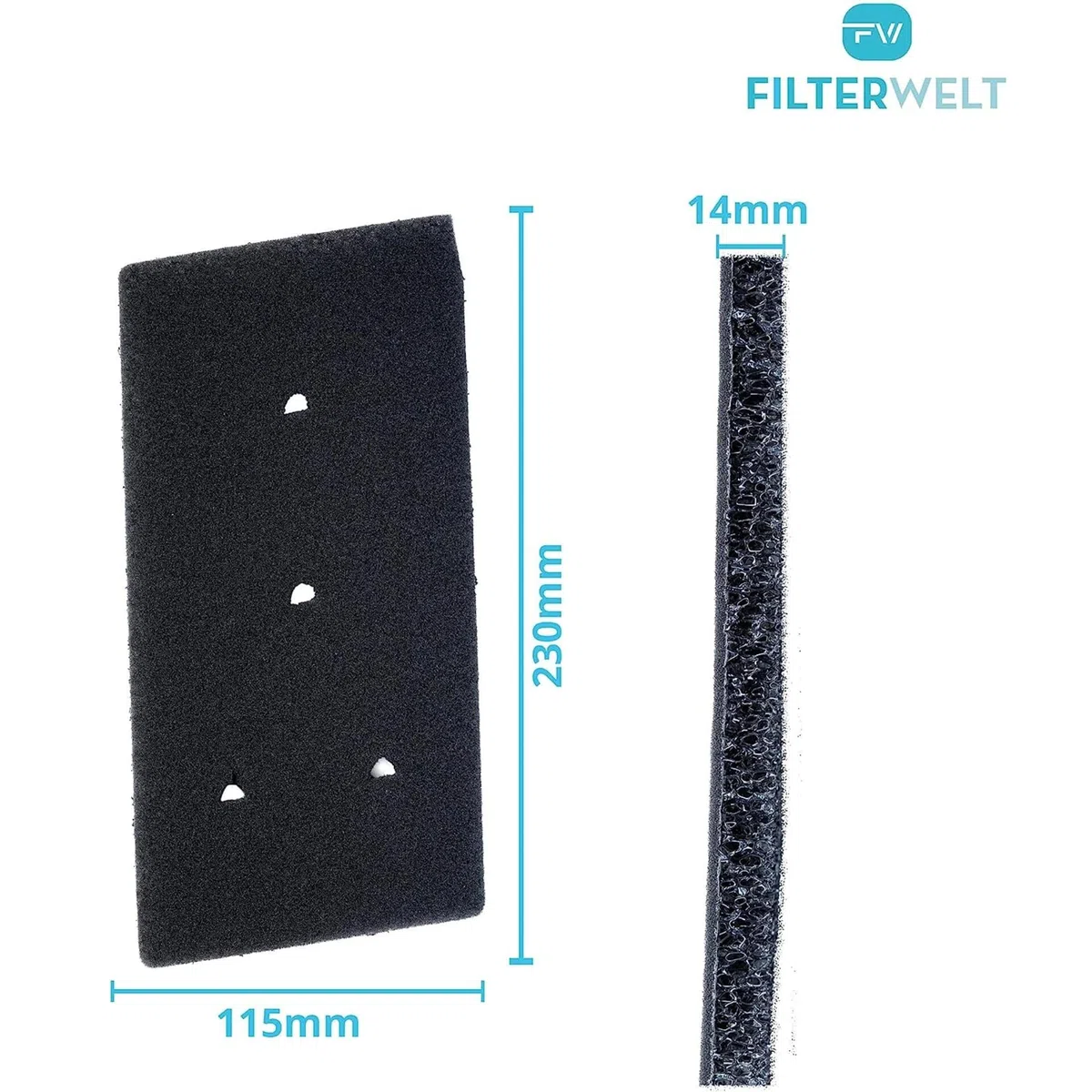 Juego de 4 filtros para secador de bomba de calor Bauknecht Privileg Whirlpool HX 481010716911, fino, grueso, 230 x 115 x 14 mm, filtro de esponja, alfombrilla de filtro, 100% Made in Germany