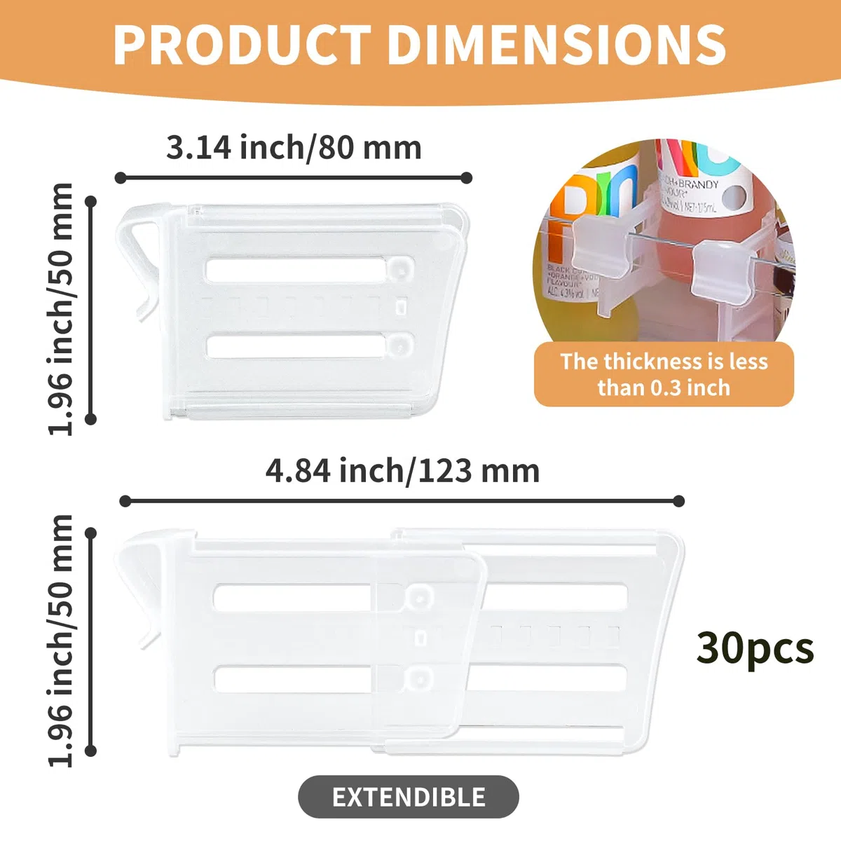 30 Piezas Separadores para frigorífico,Ajustables Organizador Frigorifico Separadores Puerta Lateral, Congelador, Huevos, Frutas, Bebidas y Alimentos - Accesorio de Almacenamiento para Nevera
