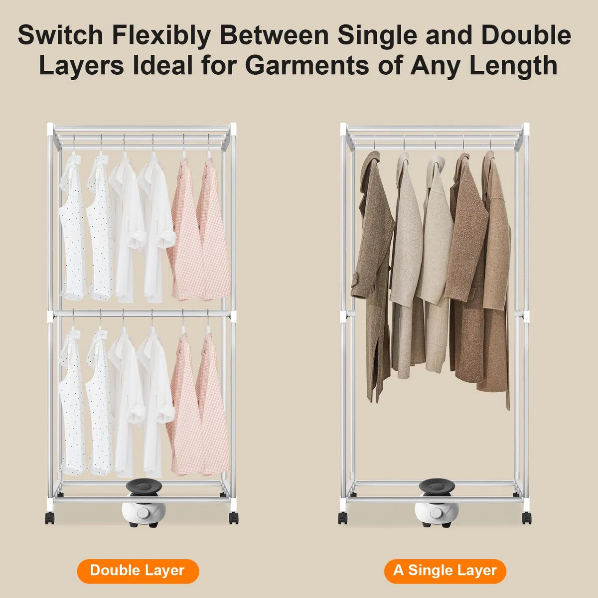 Secador de Bomba de Calor con Temporizador, Secadora de Ropa eléctrica protable, Ropa de Secado de Aire de Ropa de 1000W, Estante de Secadora de Doble Capa para el hogar |Apartamentos - Gris