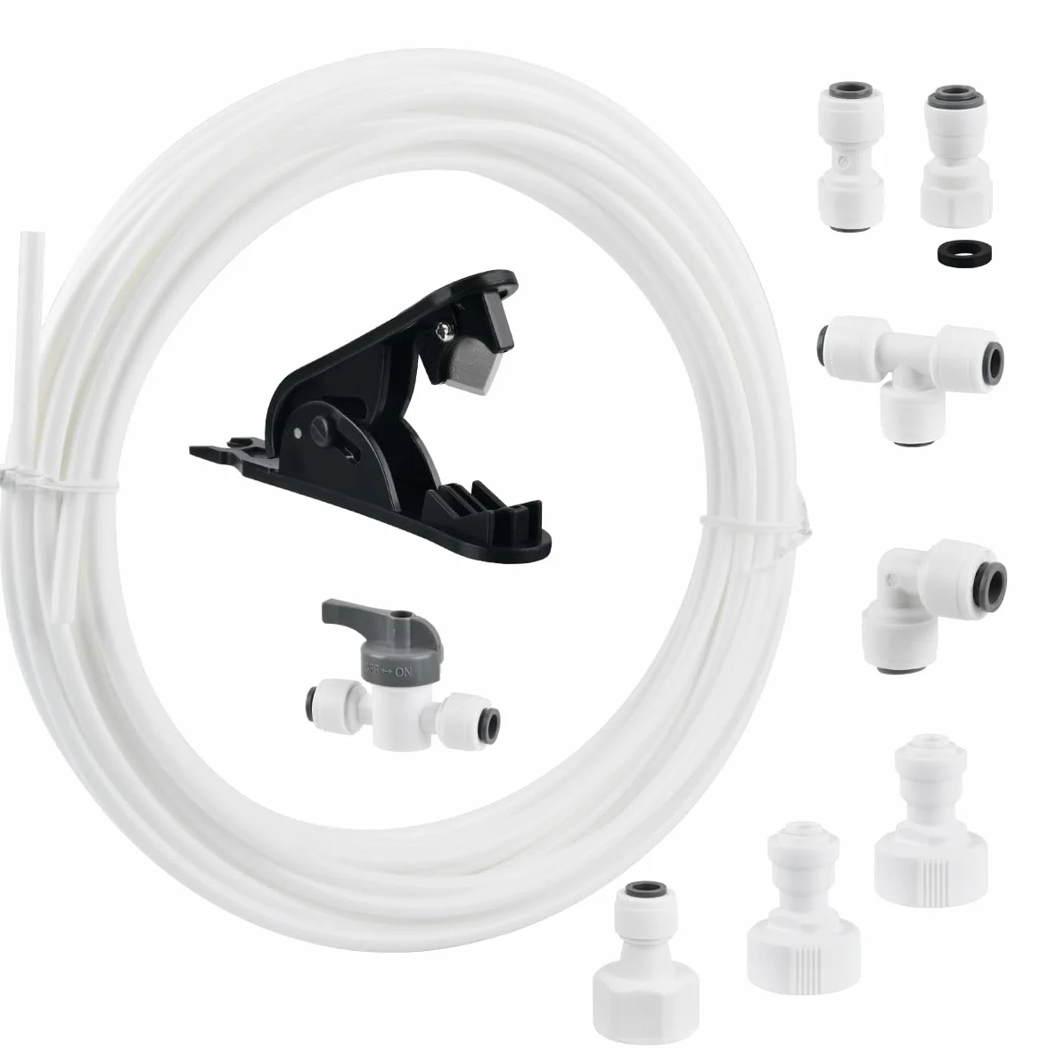 Tubo de suministro de agua de 15 m y kit de conectores de nevera, conector de tubería de agua para nevera, para refrigerador doble de estilo europeo (tubo de 1/4 pulgadas)
