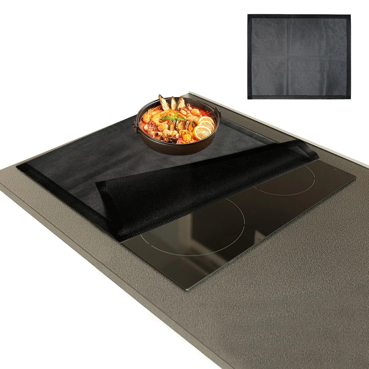 52x61cm Esterilla Protectora de Inducción,Placa Inducción Almohadillas Antideslizantes Silicona para Cocina Inducción Alfombrilla Protectora Reutilizables Alfombrillas de silicona Cocin (Malla)
