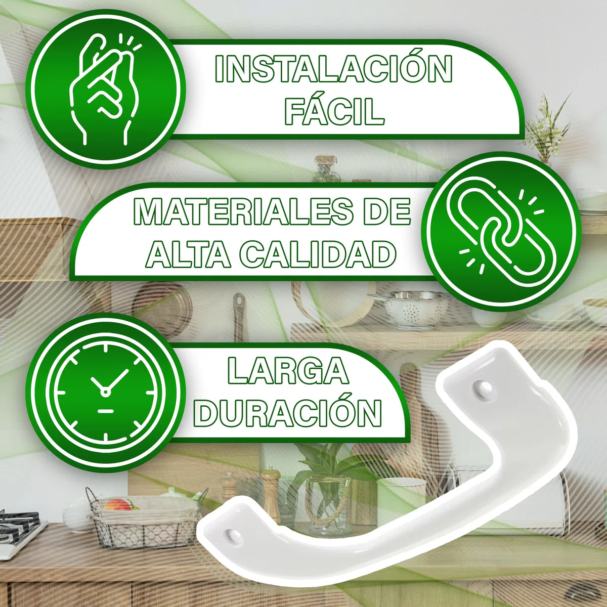 ONIX TECH Tirador Puerta Frigorifico y Congelador Longitud 210 mm y Distancia Entre Orificios 175 mm con Código Original 00480720 480720 para Bosch - Garantía de 5 Años