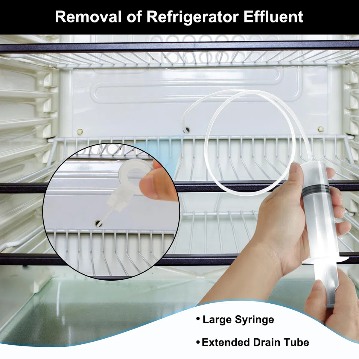 11 Piezas Herramienta de Limpieza de Drenaje de Refrigerador, Kit de Limpieza de Refrigerador, Kit de Limpieza de Nevera con Jeringa, Manguera, Pala de Descongelación, Tapones