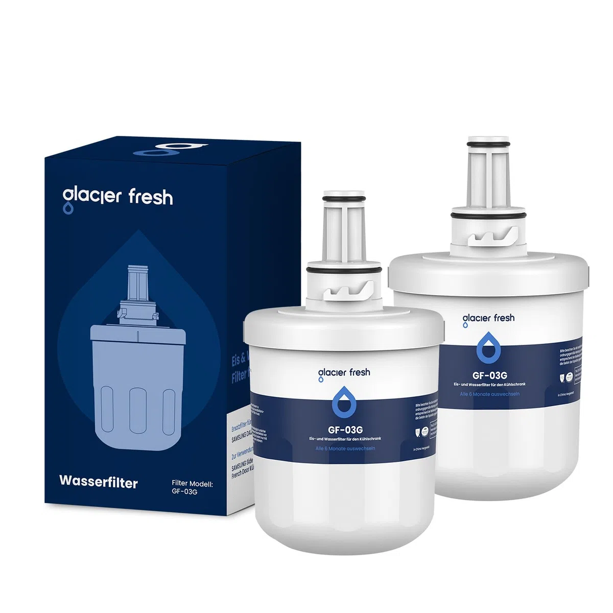 GLACIER FRESH DA29-00003G Filtro de agua para nevera, compatible con Samsung Aqua Pure Plus DA29-00003G, DA29-00003B, DA29-00003F, HAFCU1/XAA HAFIN1/EXP, APP100, WF289, paquete de 2