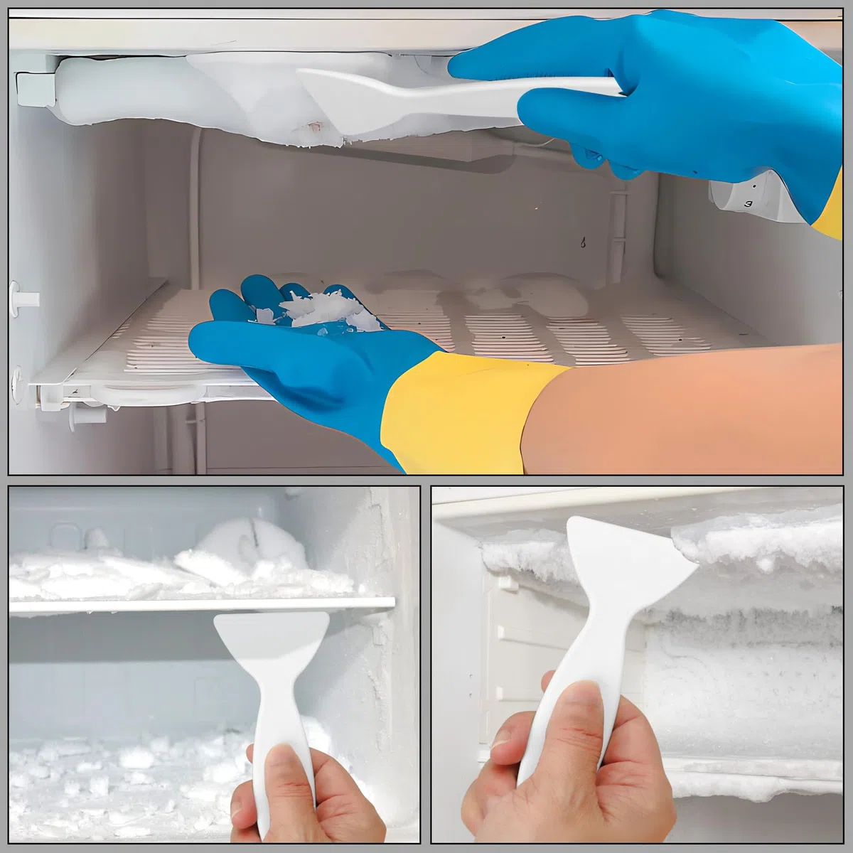 11 Piezas Herramienta de Limpieza de Drenaje de Refrigerador, Kit de Limpieza de Refrigerador, Kit de Limpieza de Nevera con Jeringa, Manguera, Pala de Descongelación, Tapones