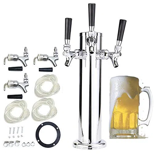 Dispensador de torre de cerveza de acero inoxidable con grifos de 3 pulgadas, sistema de corriente para bares, fiestas y reuniones caseras