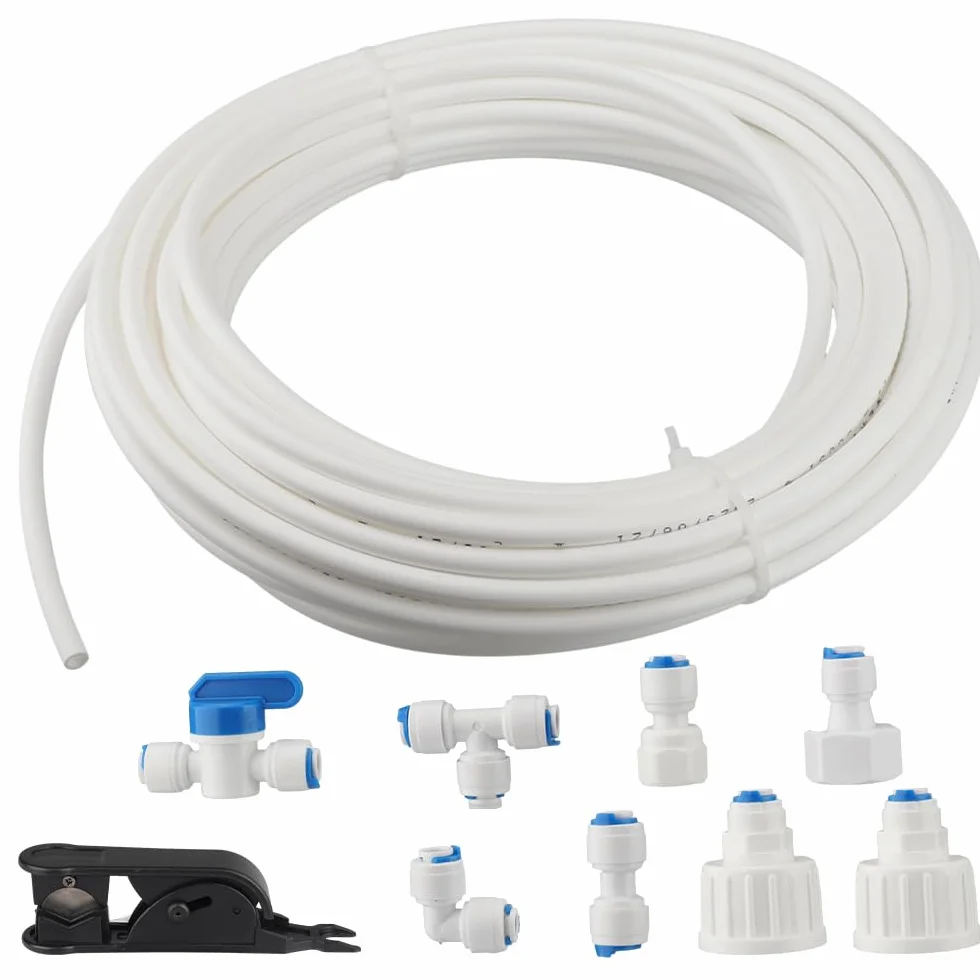 Kit de Frigorífico Manguera de Suministro de Agua Universal de 15 m, Conector de Manguera de Frigorífico de 1/4 ", Kit de Filtro para Frigorífico Samsung/Frigorífico Europeo/Frigorífico Americano