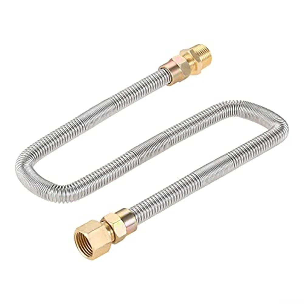 HpLive Manguera flexible de gas propano de 24 pulgadas, resistente al calor, acero inoxidable, tubo corrugado para chimenea, barbacoa, con adaptadores de latón de 1/2 NPT