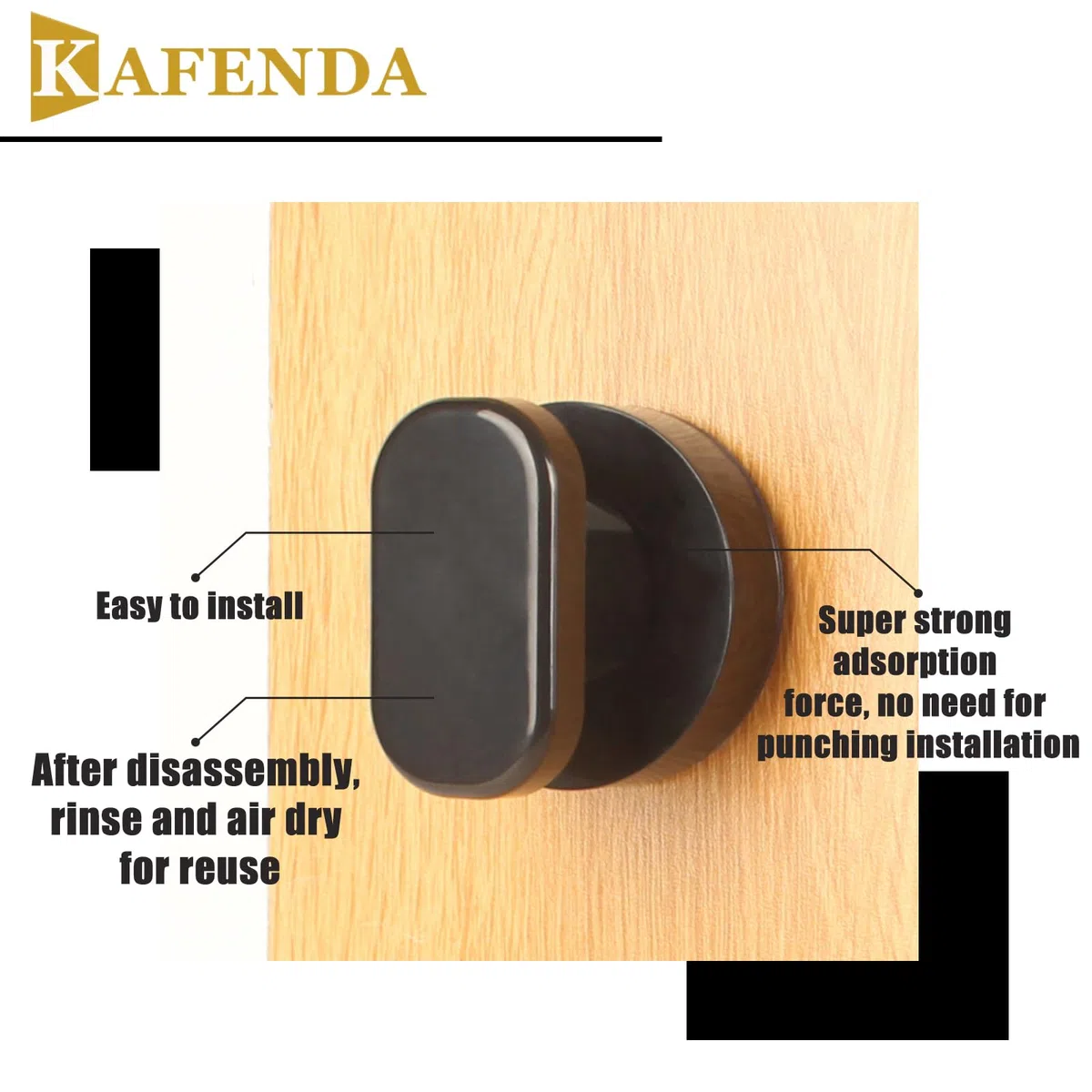 KAFENDA Adhesivo fuerte ventosa manijas de puertas y ventanas de vidrio. Cocina, nevera, cajonera, mueble tirador. agarraderas de baño, manijas sin agujeros, ventosas(negro)