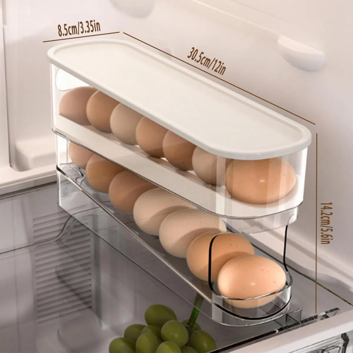 Hueveras para Frigorífico, Portahuevos Rodante Automático para Refrigerador, Organizador de Huevos Enrollable Bandeja de Huevos para Cocina, Ahorro de Espacio Dispensador de Huevos