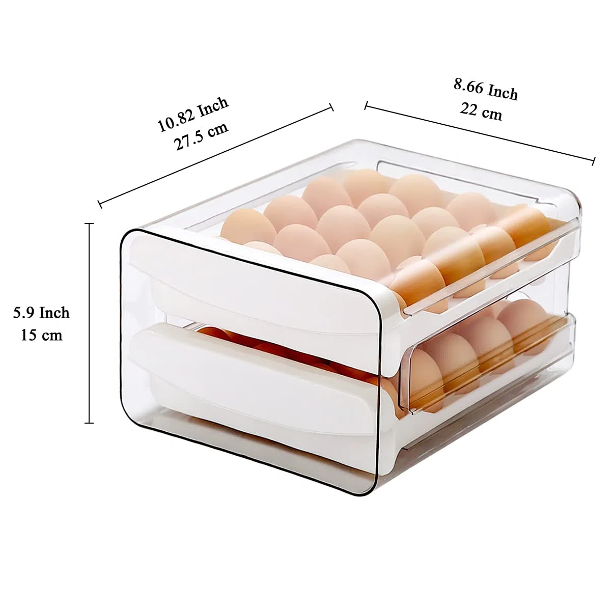 HOMQUEN Huevera Para Refrigerador, 40 Rejillas/2 Capas, Caja De Almacenamiento De Huevos Frescos (Paquete De 1)
