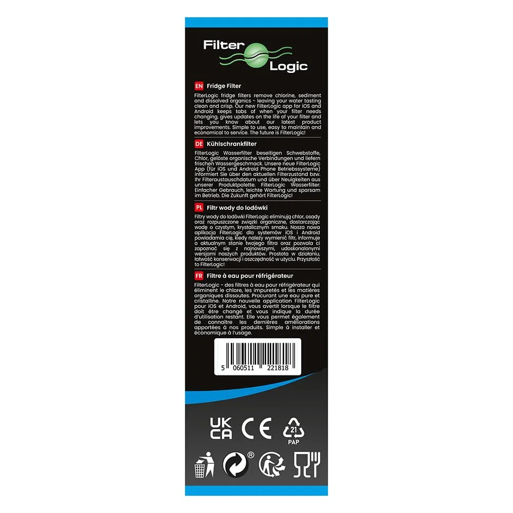 FilterLogic FFL-156L | 1x Filtro de agua para frigorífico compatible con el filtro LG LT1000P ADQ747935 ADQ74793501