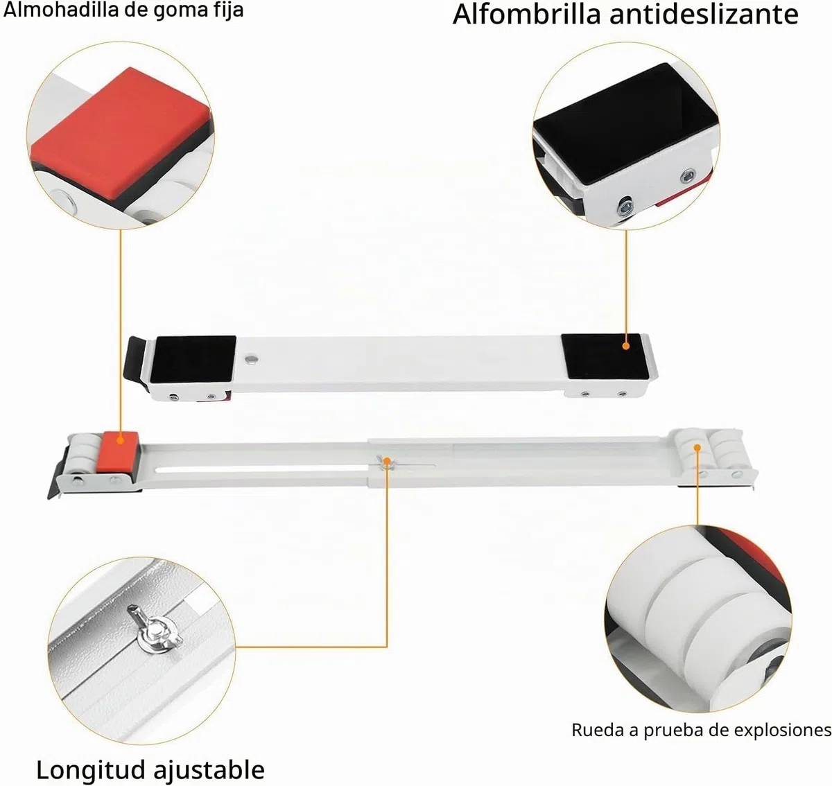 Soporte Lavadora 2 Piezas, Ruedas para Muebles Carga Hasta 300kg, Base con Ruedas Longitud Ajustable 45-72 cm, Ideal Como Ruedas para Mover Muebles, Mueble Lavadora o Secadora