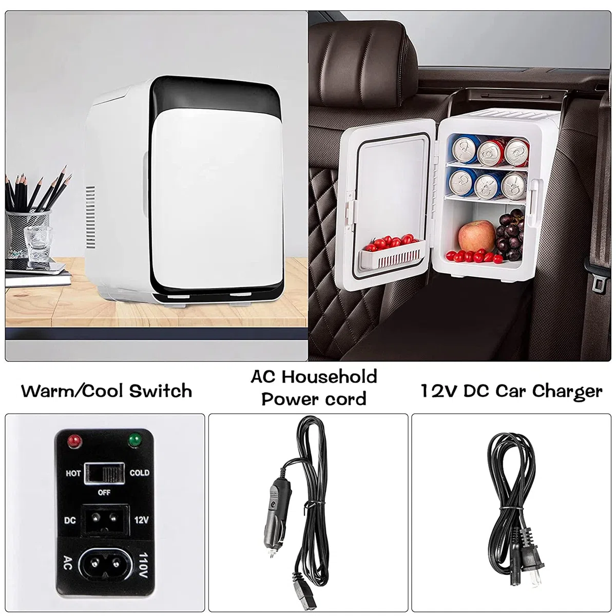 JNYB 10L Mini refrigerador Compacto Mini refrigerador refrigerador y Calentador de una Sola Puerta congelador de los enfriadores de Viaje para automóviles Dormitorio/Cuidado de la Piel,Blanco