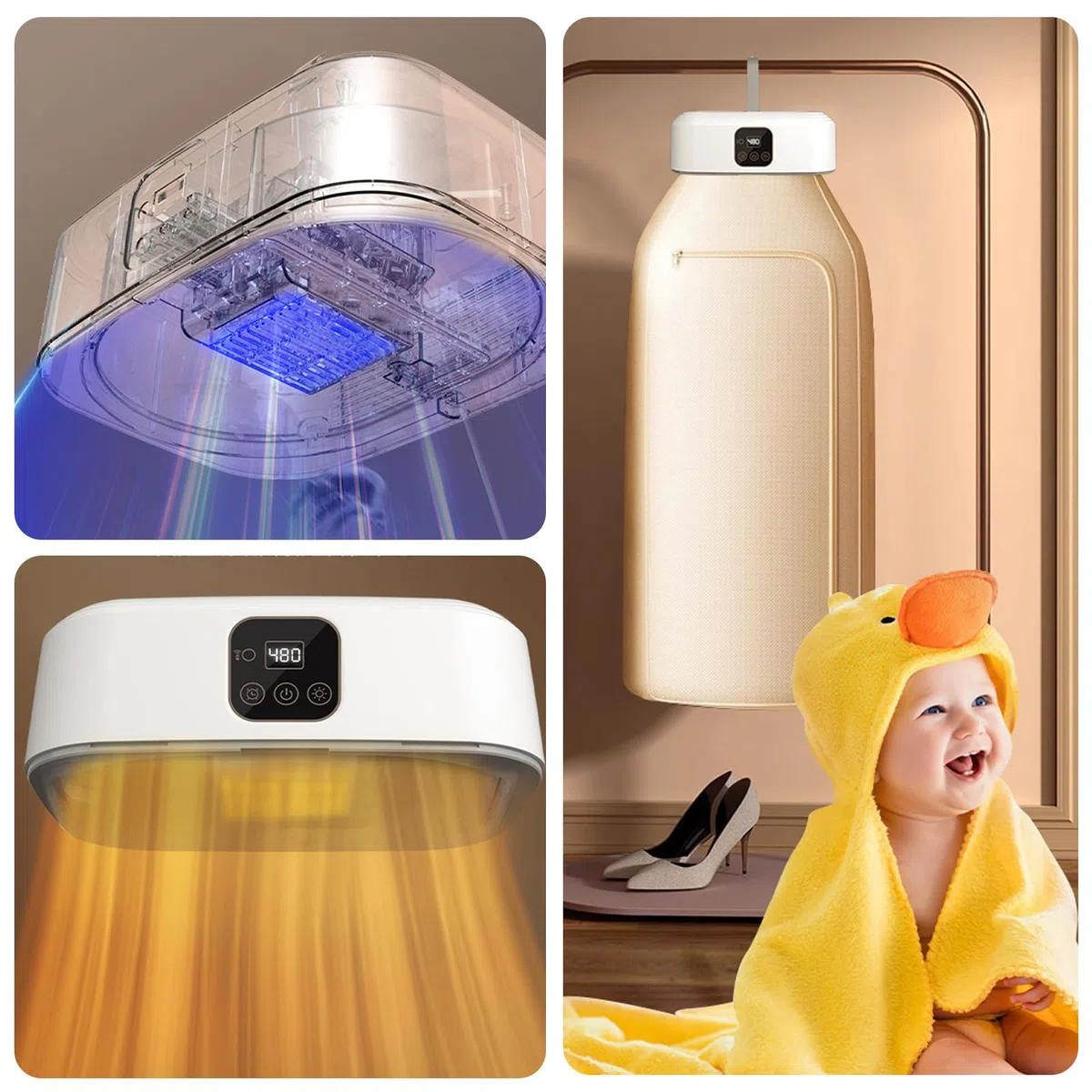 Secadora portátil pequeña, secador de bomba de calor eléctrica con control remoto, tiempo de 1-8 horas, apagado automático, secadora plegable, mini secadora para apartamentos, viajes, camping, hoteles