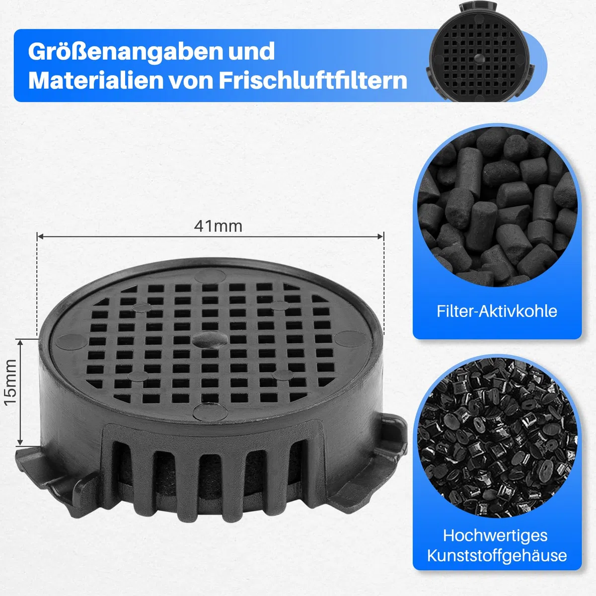 2 filtros de carbón activo para frigorífico Liebherr 9096342 9881116, filtro Fresh Air para Miele 10806820, diámetro de 45 mm, filtro de carbono redondo