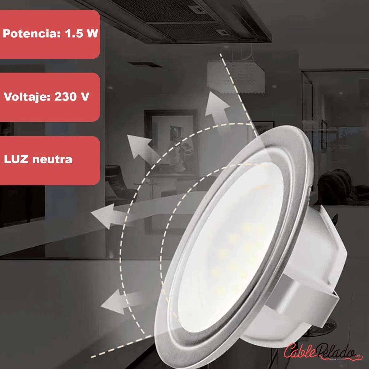CABLEPELADO - Lámpara LED para Campana Compatible con Teka – Repuesto Compatible con Modelos CNL3 2002, CNL6400INOX, CNL9610INOX – 67 mm, 1,5W, 220V – Bombilla Eficiencia Energética A
