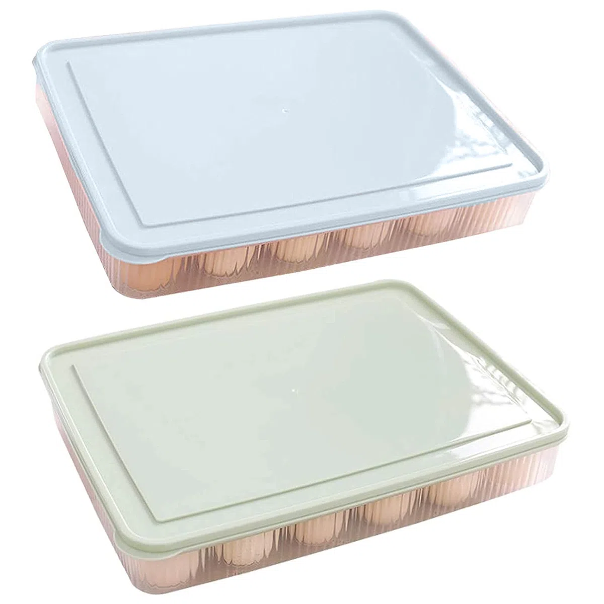 Caja de Almacenamiento de Huevos, 2 Piezas Hueveras de Plastico, Hueveras para Frigorifico 24 Huevos, Bandeja Huevos Nevera con Tapa, Huevera Nevera Apilable para Refrigerador, Cocina, Picnic Camping