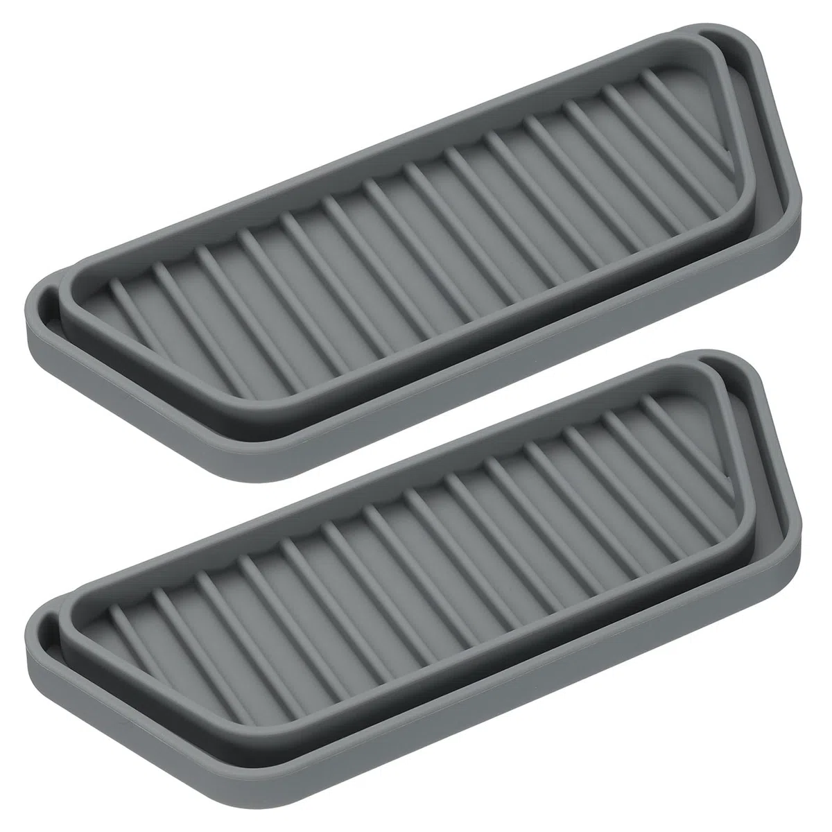 QUARKZMAN Pack de 2 recolectores de Goteo para refrigerador, Bandeja de Goteo de Silicona para Mini Nevera, Bandeja Rectangular para refrigerador Que previene Salpicaduras, Color Gris