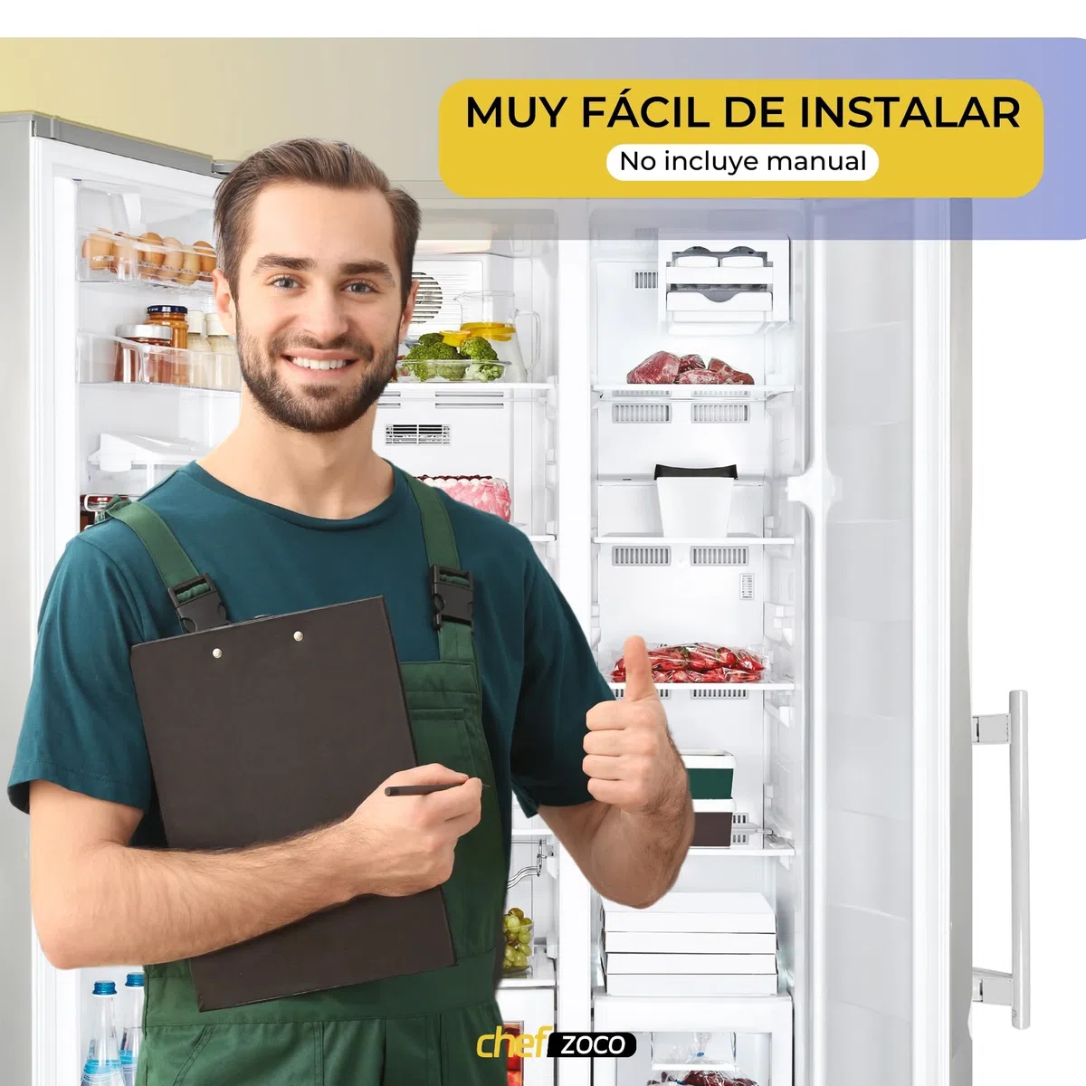 CHEFZOCO Tirador Puerta frigorífico y congelador, Mango frigorífico Liebher-r, Asa Nevera, Código original 7432602, Distancia entre tornillos de 24.5 cm, Longitud del tirador de 31 cm, Blanco