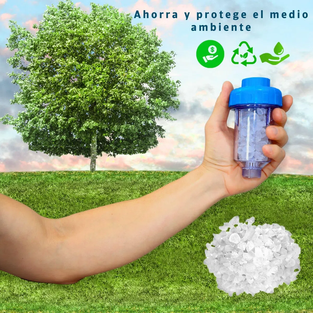 GOLDMAN SERVICE - Filtro Antical para Lavadora y Lavavajillas de Polifosfatos Recargable. Descalcificador de Agua Domestico Protector de Electrodomésticos