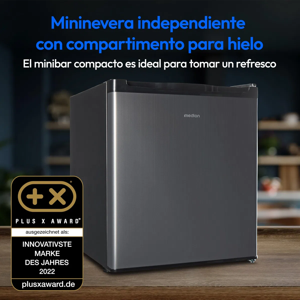 MEDION Mininevera (compartimento para hielo, 41 litros de capacidad, pequeña, patas regulables en altura, para bebidas heladas, bisagra de puerta intercambiable, MD37724)