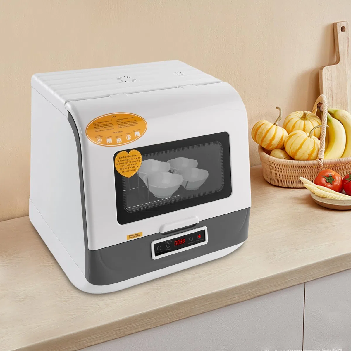 Lavavajillas de mesa Blanco Independiente 800W Mini Lavavajillas Compacto 3