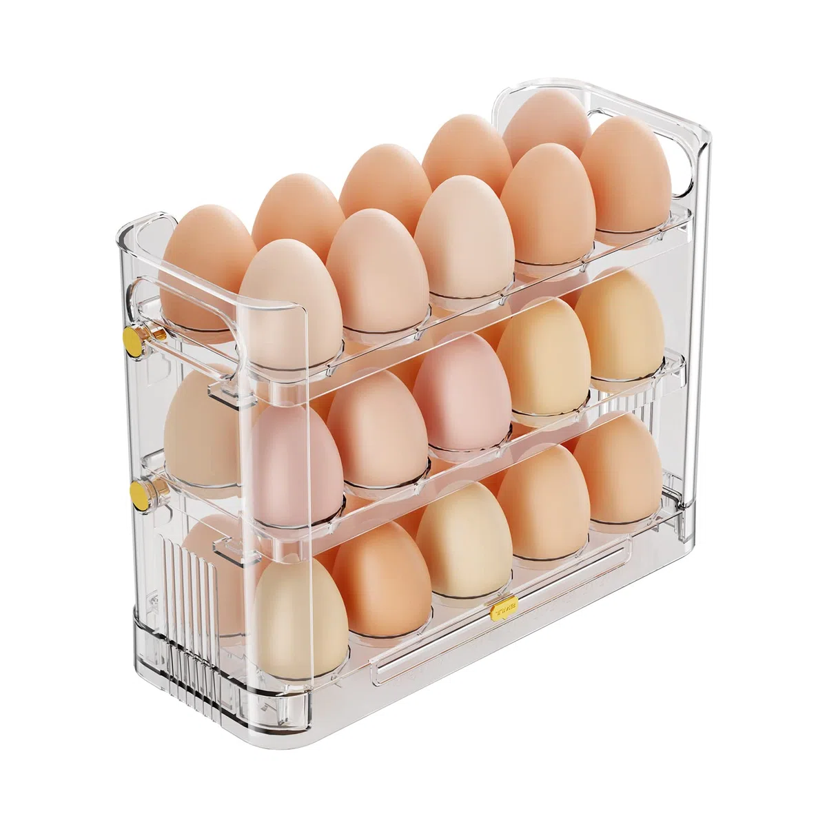 Soporte reversible para huevos para refrigerador, soporte transparente para 30 huevos para nevera, almacenamiento de huevos y bandeja de huevos (transparente)