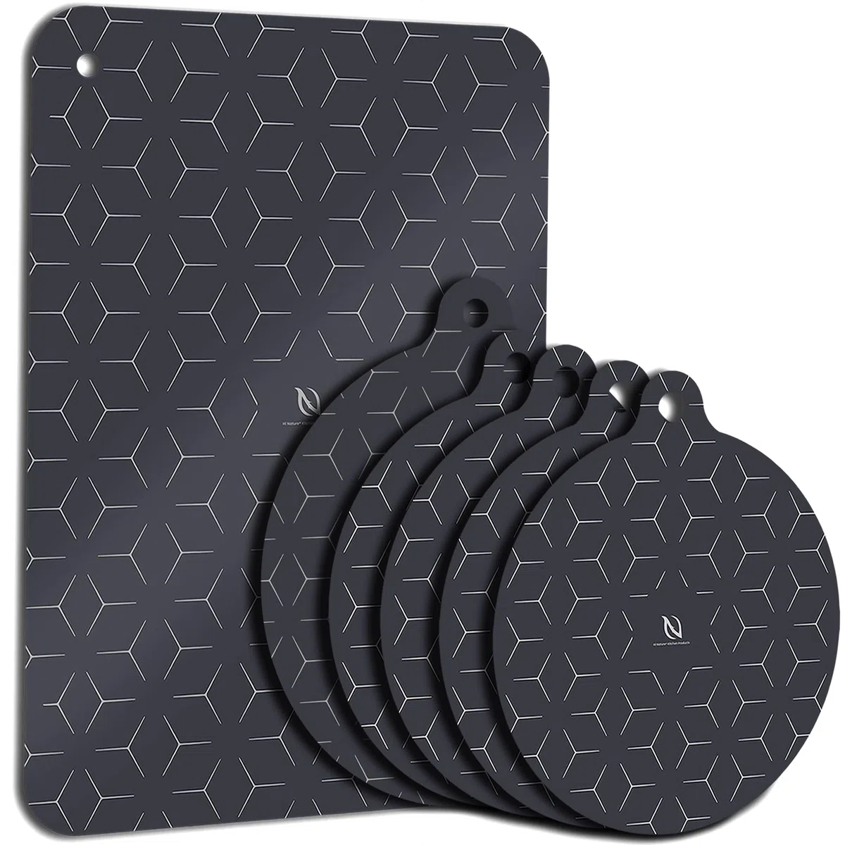 HI NATURE™ Set de 6 Protectores para Placa de Inducción – Esterilla de Silicona Antideslizante para Cocina – Alfombrillas Resistentes al Calor hasta 260°C – Antirayaduras (6X, 6, Piezas)