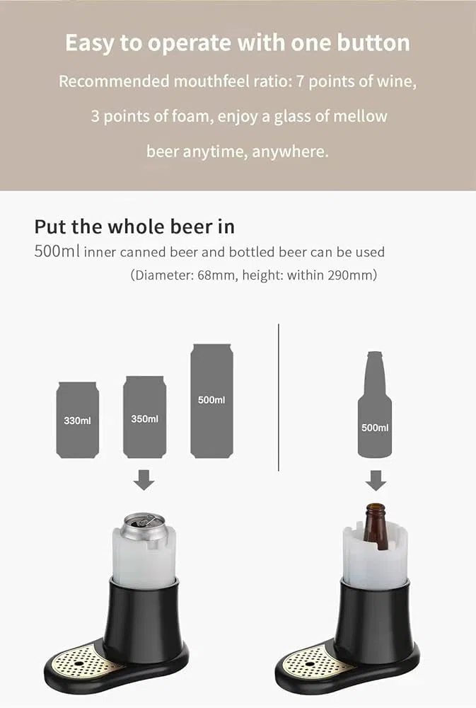 Dispensador de cerveza de escritorio con espumador ultrasónico, mini bomba de barril para verter perfectamente y cabeza cremosa en el hogar y fiestas