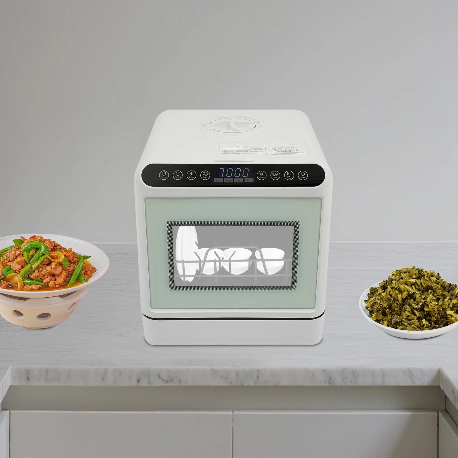 Lavavajillas de mesa con depósito de agua de 6 L, mini lavavajillas, 4 programas, control táctil, función inteligente, lavavajillas para casas pequeñas, apartamentos, dormitorios, barcos